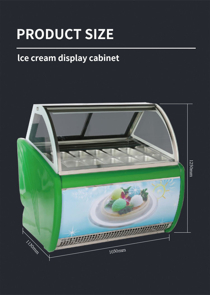 50-60 हर्ट्ज आइसक्रीम डिस्प्ले कैबिनेट कर्व्ड ग्लास गेलैटो डिस्प्ले कैबिनेट 10
