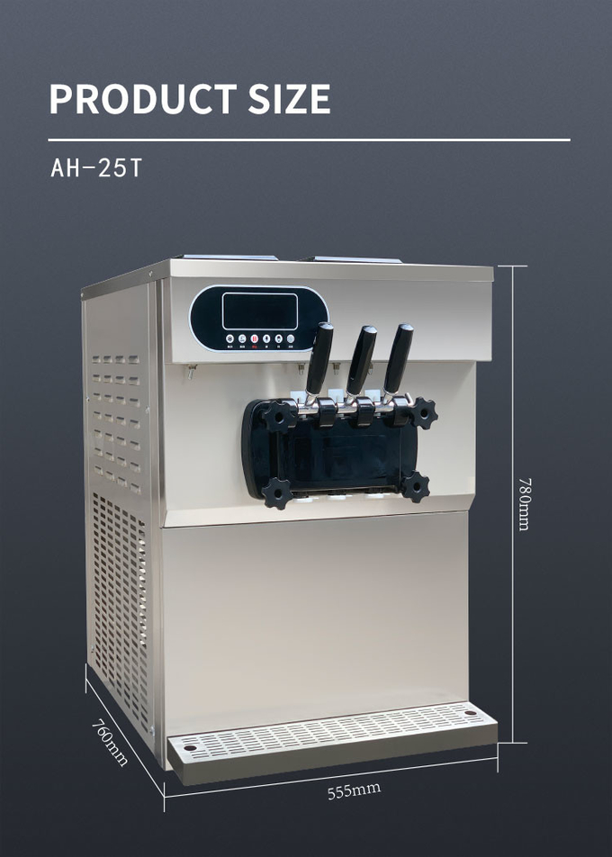 25-28l औद्योगिक आइसक्रीम उपकरण 3 स्वाद वाणिज्यिक शीतल सेवा मशीन 9