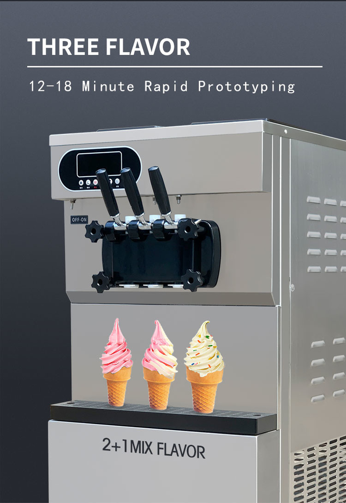 स्टेनलेस स्टील 25एल डेस्कटॉप वाणिज्यिक आइसक्रीम मशीन में 3 फ्लेवर रोल निर्माता 5
