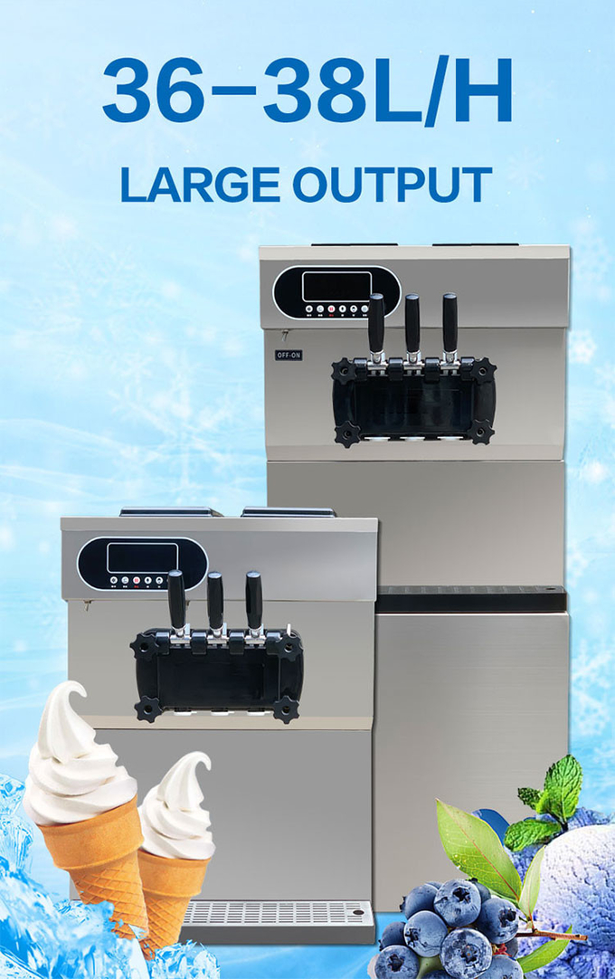 36-38l/H कमर्शियल सॉफ्ट आइसक्रीम मशीन 3 इन 1 आइसक्रीम मेकर टेबल टॉप 1
