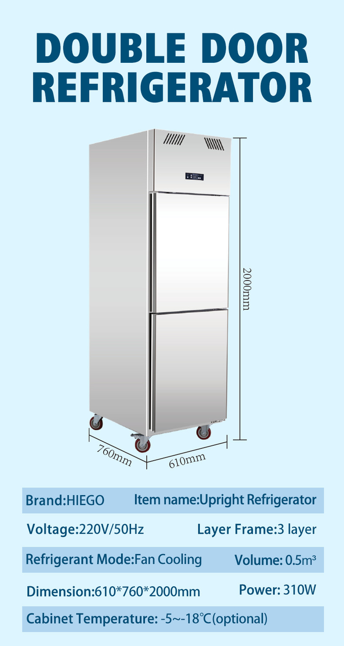 होटल रेस्तरां रसोई उपकरण के लिए 500L वाणिज्यिक ईमानदार रेफ्रिजरेटर 8